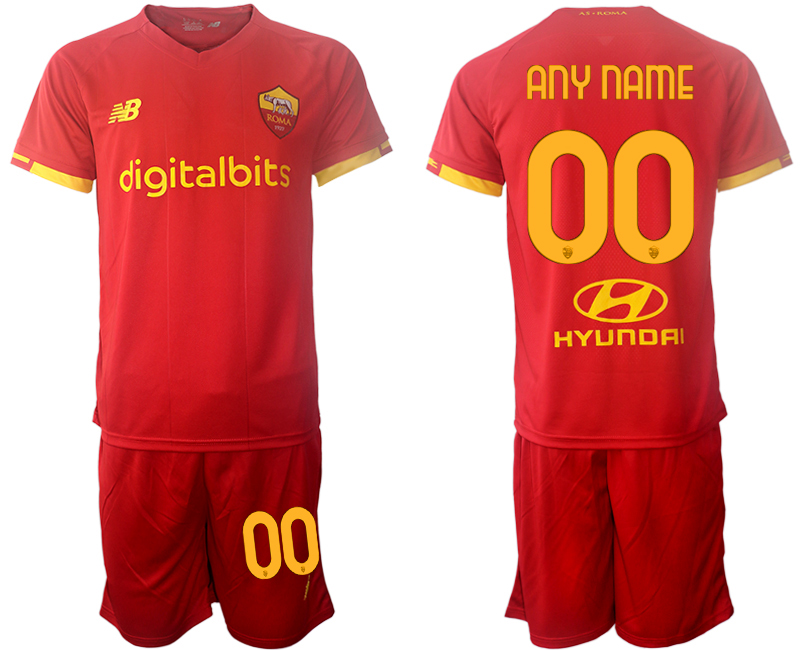 Cheap Men 2021-2022 Club AS Roma home red customized Soccer Jersey